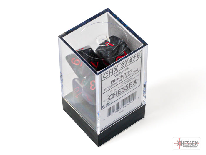 Velvet Black-Red - Polyhedral 7-Dice Set - Brain Spice