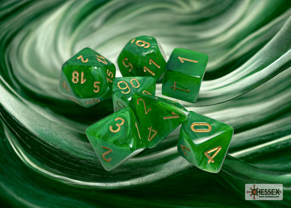Vortex Green-Gold - Polyhedral 7-Dice Set - Brain Spice