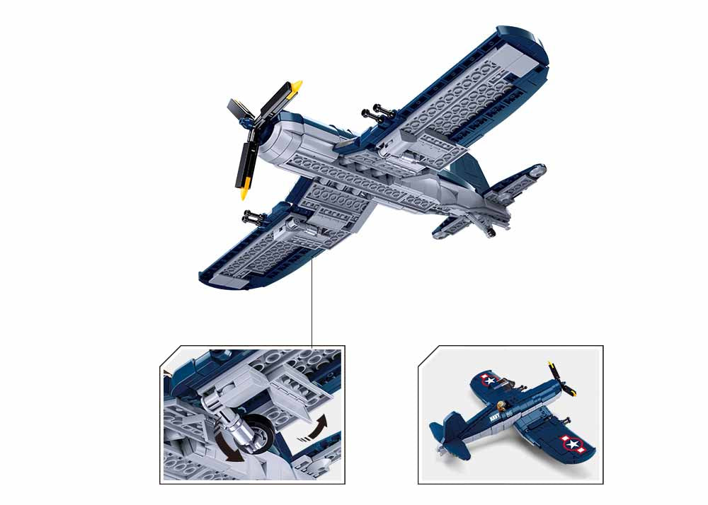 WW2 F4U Fighter - Model Bricks 550pcs - Brain Spice