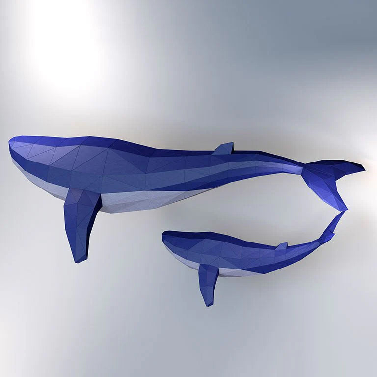 Whale Origami Model - 3D Paper Art - Brain Spice