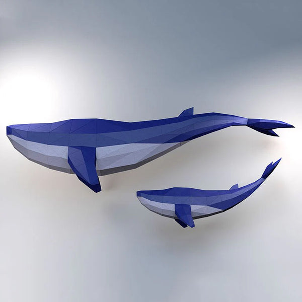 Whale Origami Model - 3D Paper Art - Brain Spice