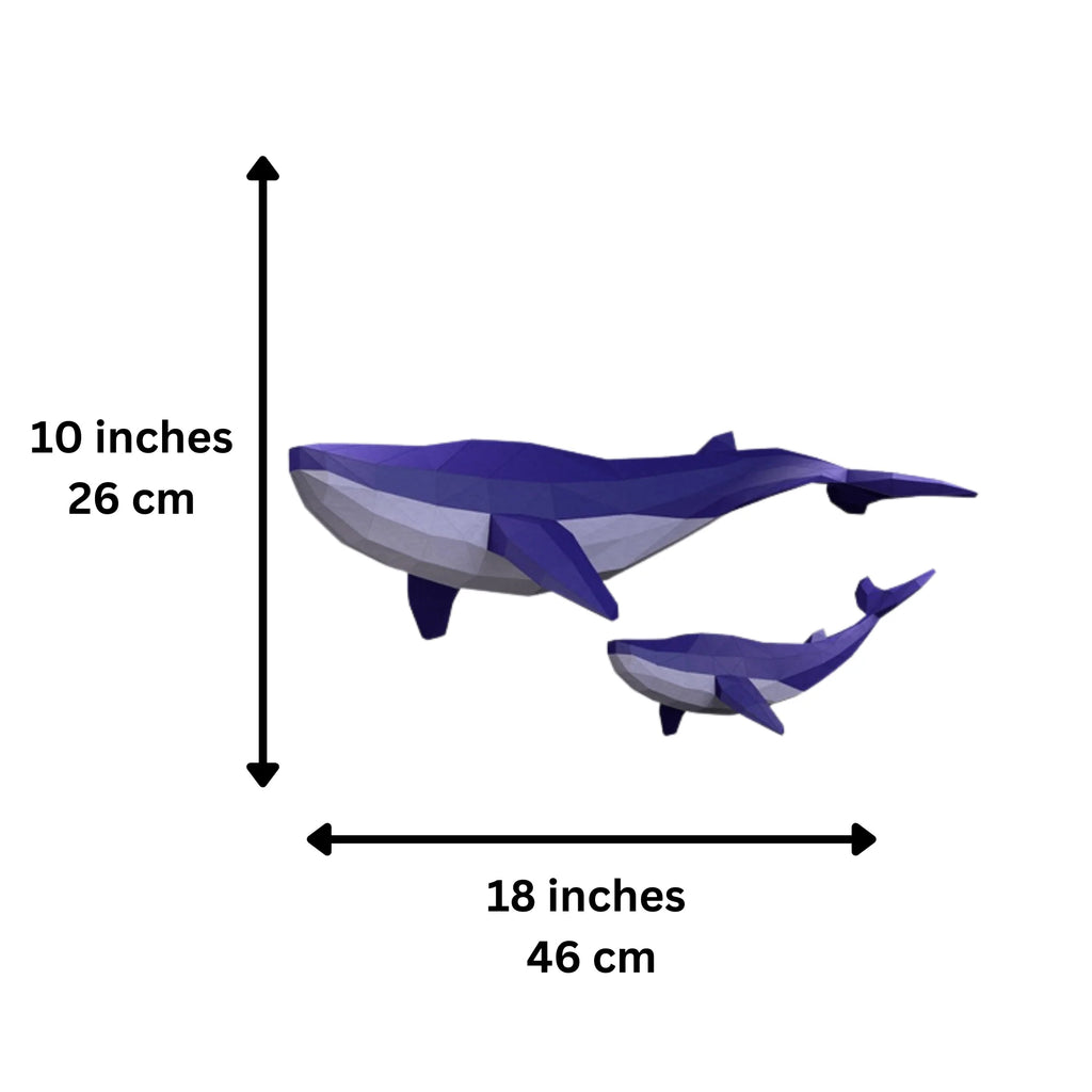 Whale Origami Model - 3D Paper Art - Brain Spice