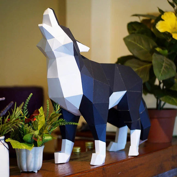Wolf Origami Model - 3D Paper Art - Brain Spice