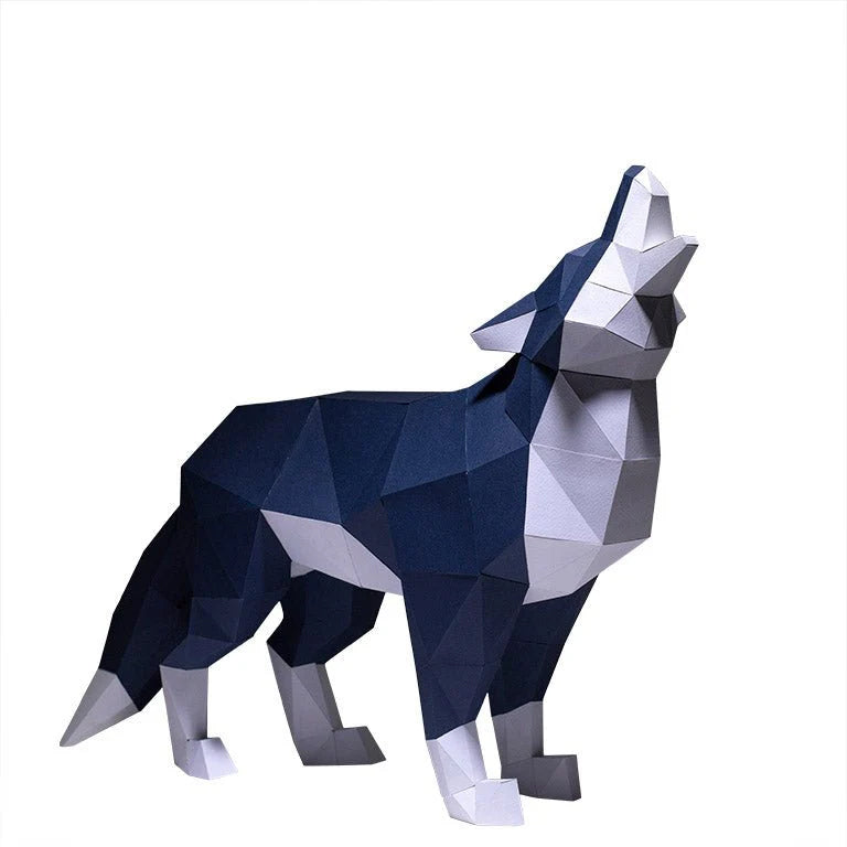 Wolf Origami Model - 3D Paper Art - Brain Spice