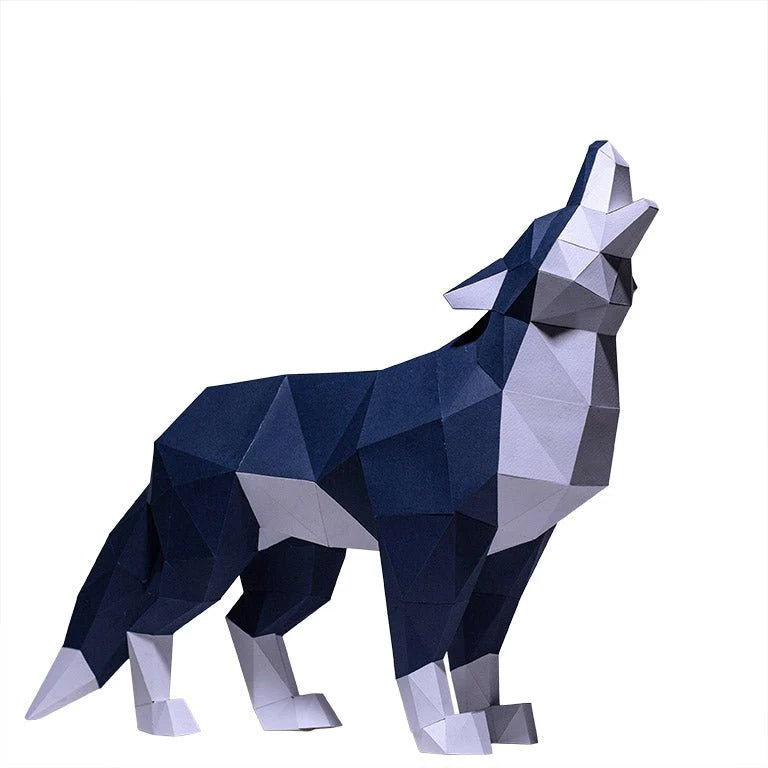 Wolf Origami Model - 3D Paper Art - Brain Spice