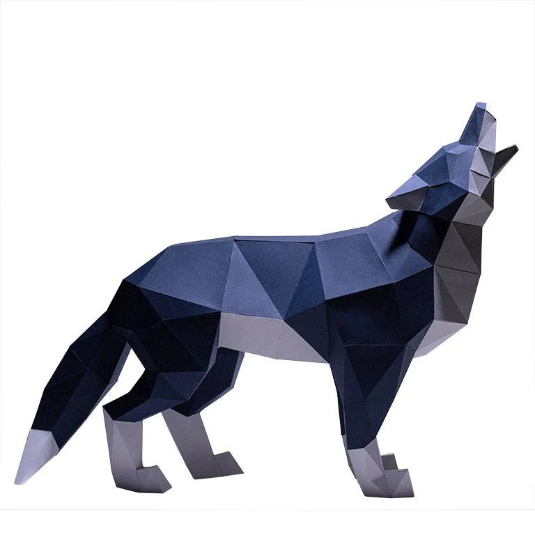 Wolf Origami Model - 3D Paper Art - Brain Spice