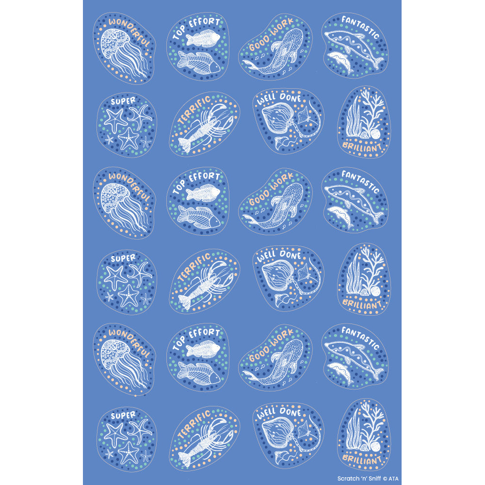 Wonderlands: Sea - Coconut Scented Merit Stickers (Pack of 72) - Brain Spice