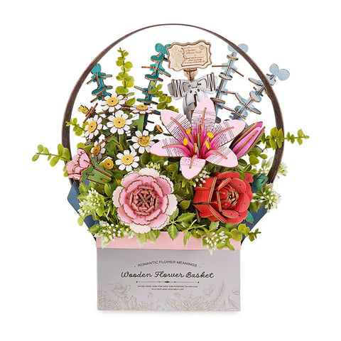 Wooden Bloom Flower Basket - Brain Spice
