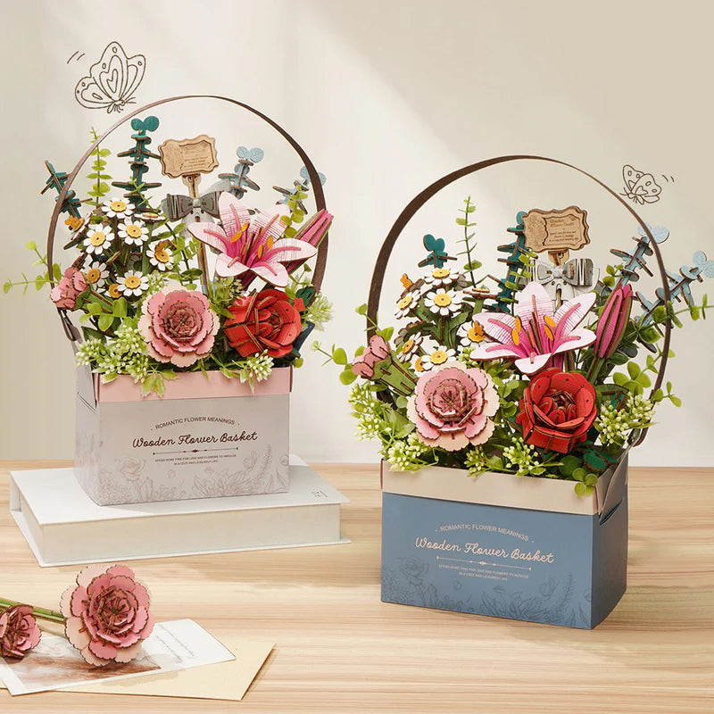 Wooden Bloom Flower Basket - Brain Spice