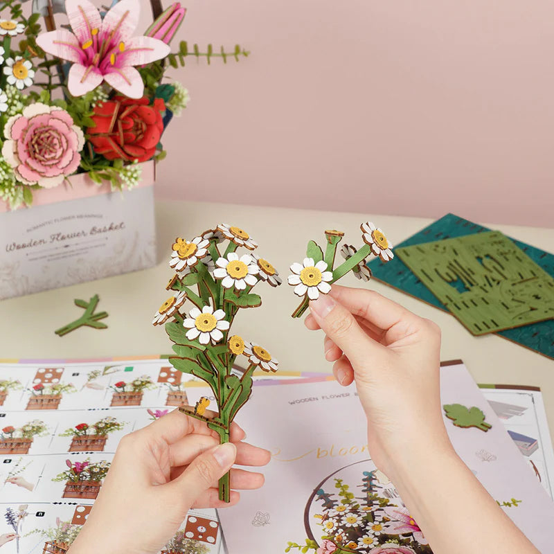 Wooden Bloom Flower Basket - Brain Spice