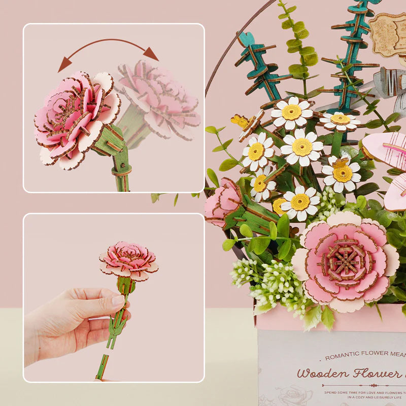 Wooden Bloom Flower Basket - Brain Spice