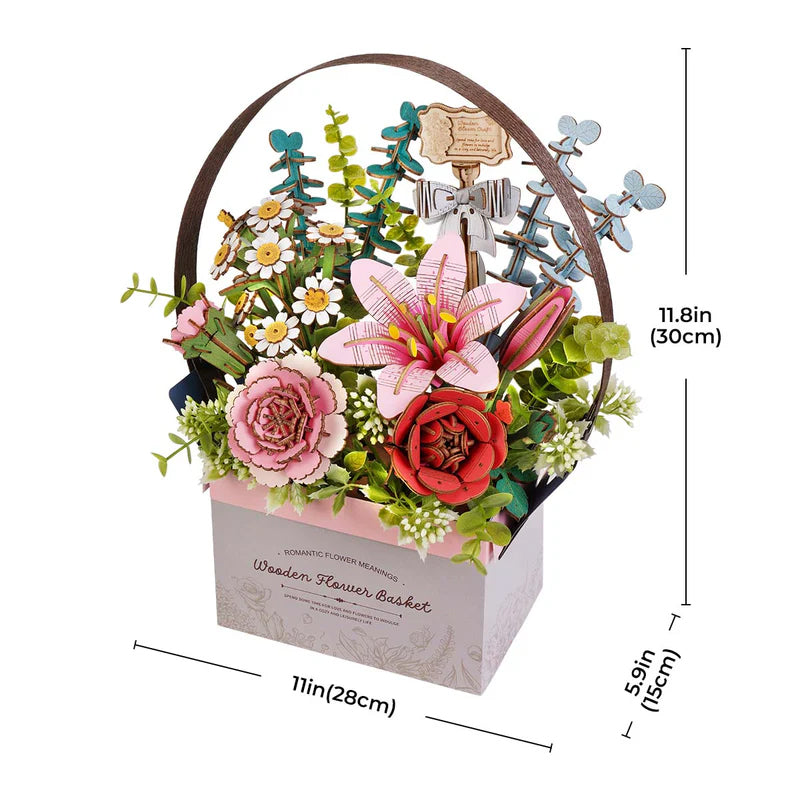 Wooden Bloom Flower Basket - Brain Spice