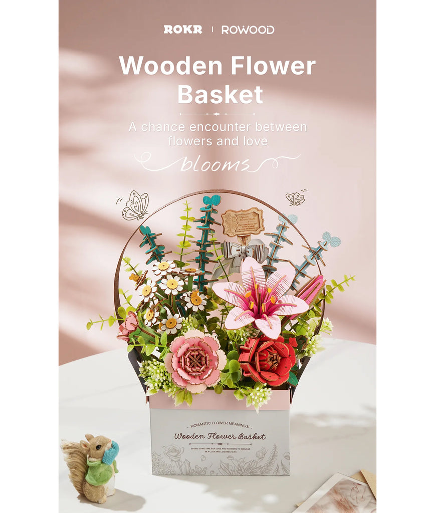 Wooden Bloom Flower Basket - Brain Spice