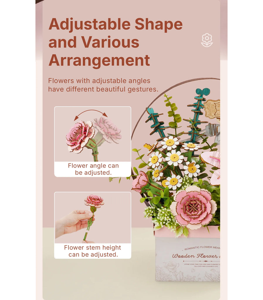 Wooden Bloom Flower Basket - Brain Spice