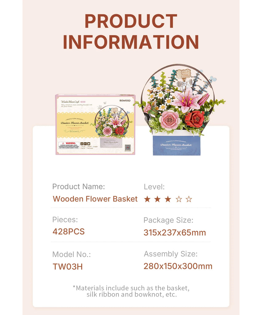 Wooden Bloom Flower Basket - Brain Spice