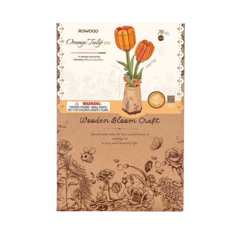 Wooden Bloom Orange Tulip - Brain Spice