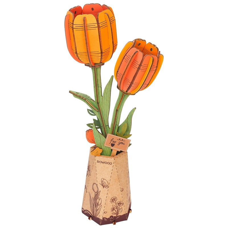 Wooden Bloom Orange Tulip - Brain Spice