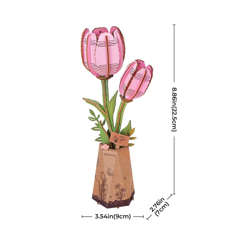 Wooden Bloom Pink Tulip - Brain Spice