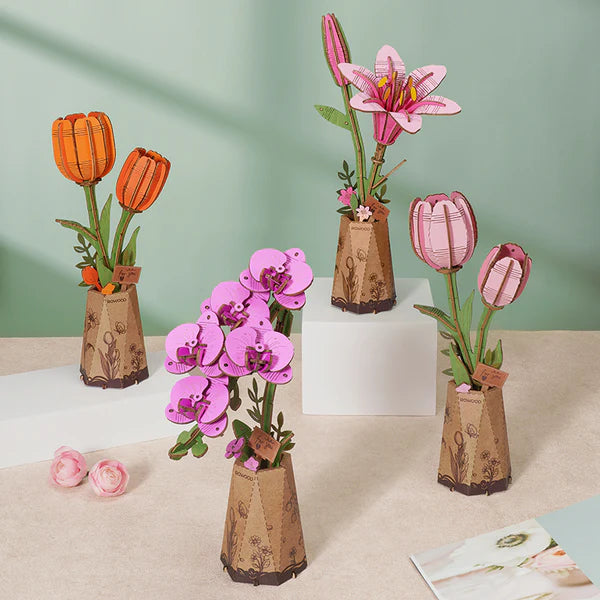 Wooden Bloom Pink Tulip - Brain Spice