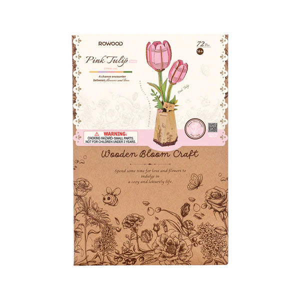 Wooden Bloom Pink Tulip - Brain Spice