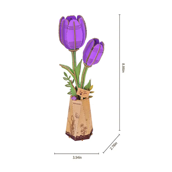 Wooden Bloom Purple Tulip - Brain Spice