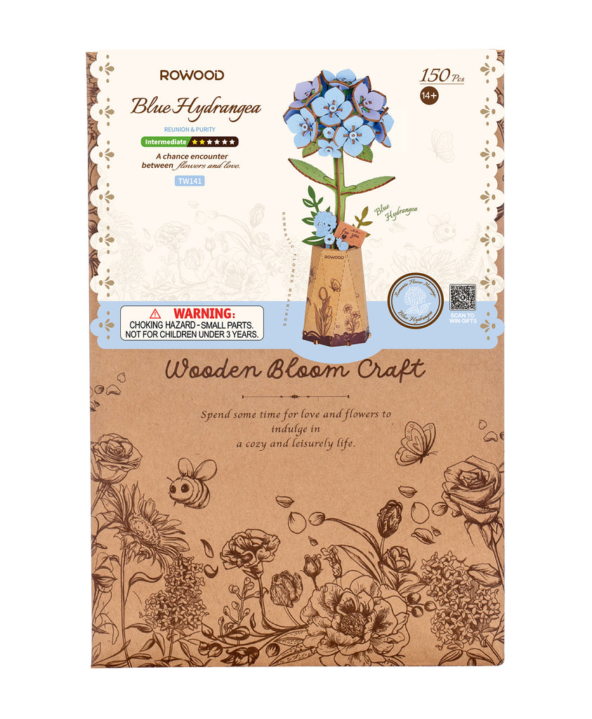 Wooden Bloom Blue Hydrangea - Brain Spice