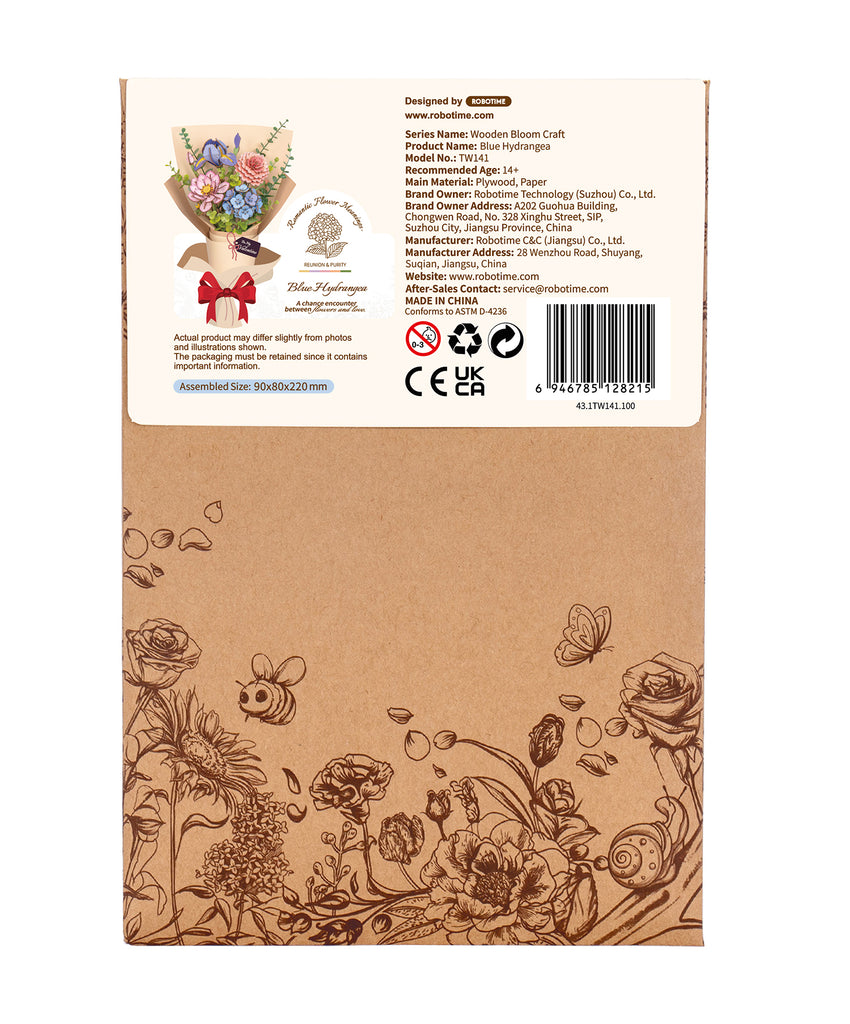 Wooden Bloom Blue Hydrangea - Brain Spice