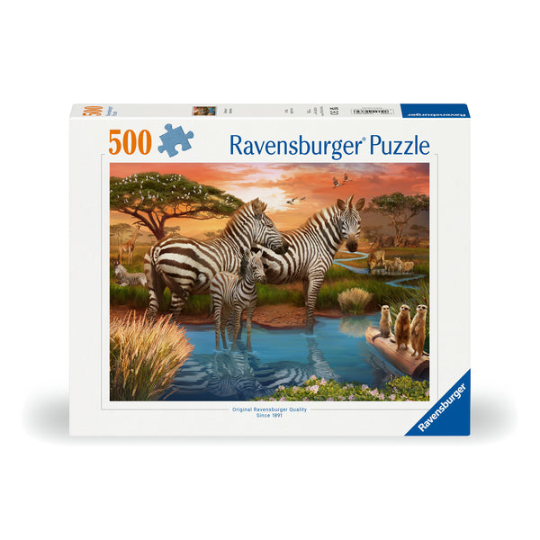 Zebras at Waterhole - Jigsaw 500pc - Brain Spice