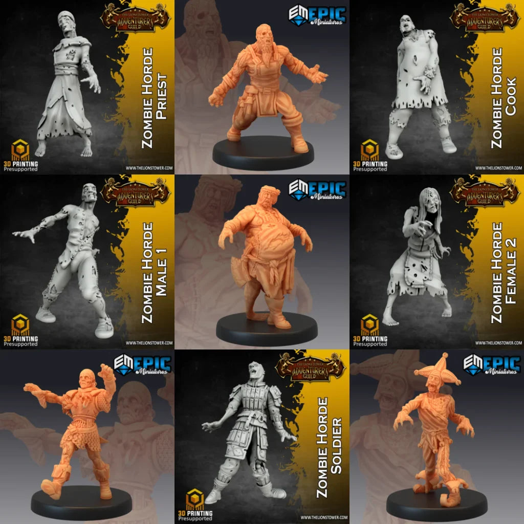 Zombies Set A - 9 Figurines - Brain Spice
