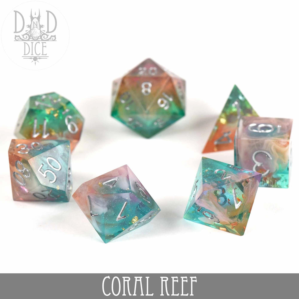 Coral Reef - Handmade Dice - 7-Dice Set - Brain Spice