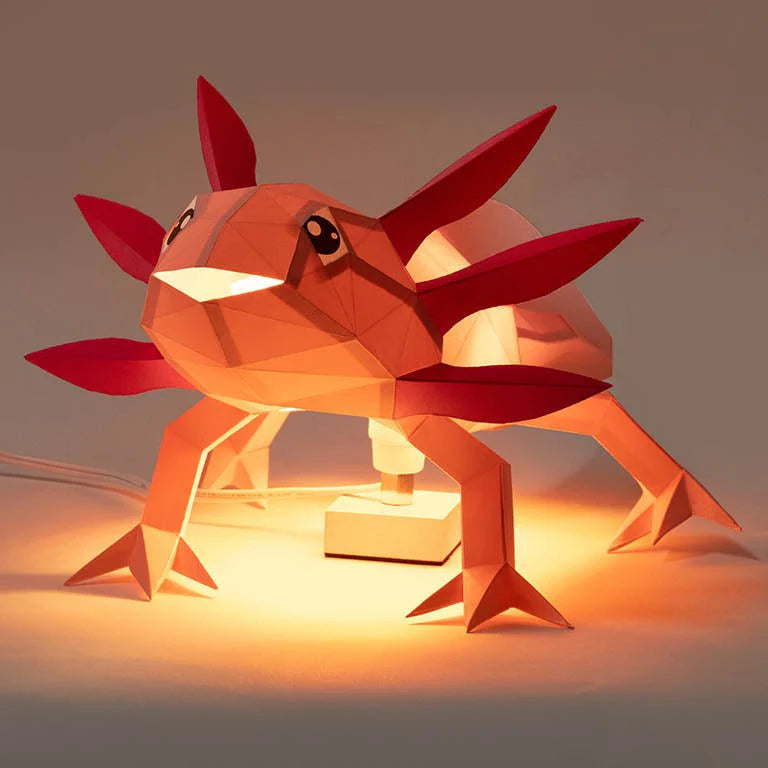 Axolotl Origami Table Lamp - 3D Paper Art - Brain Spice