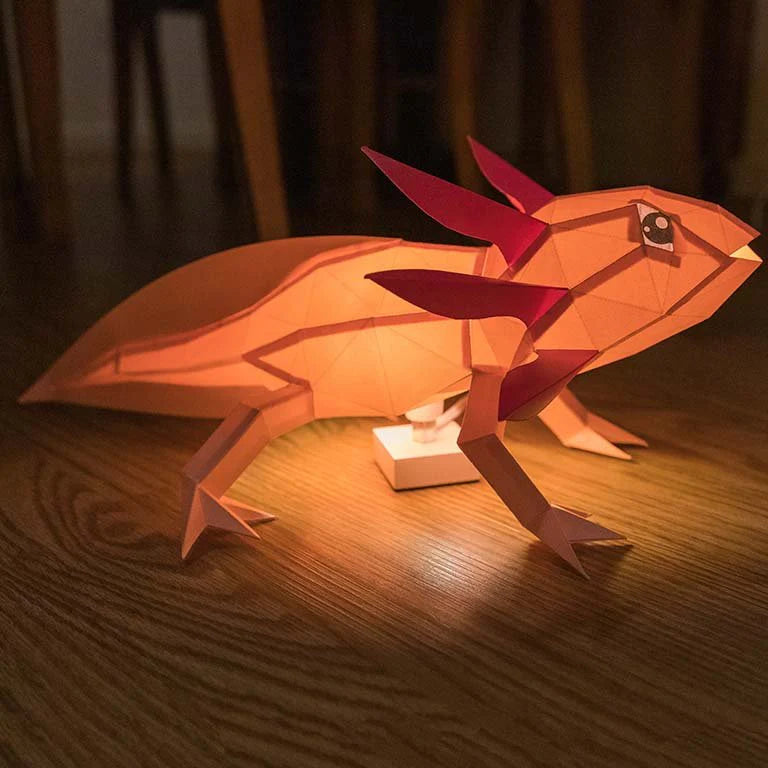 Axolotl Origami Table Lamp - 3D Paper Art - Brain Spice