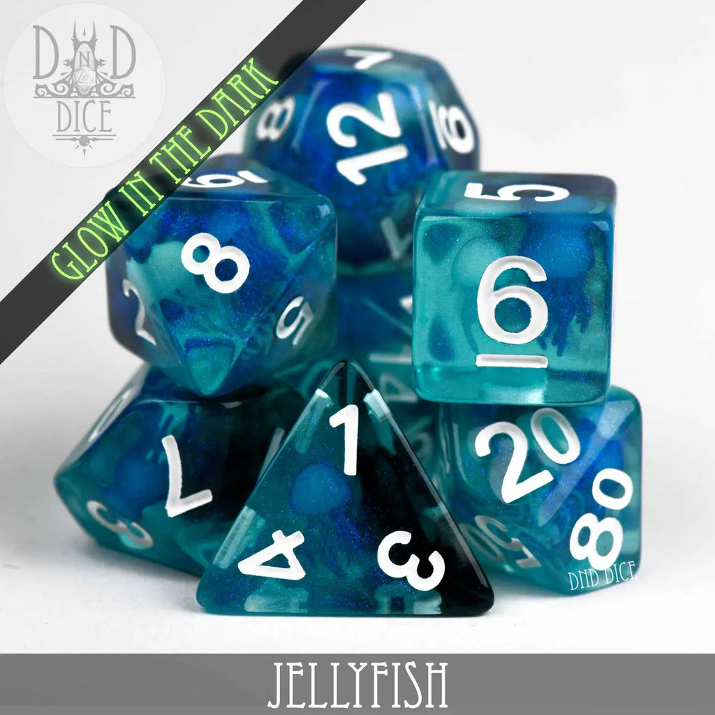 Jellyfish - Glow In the Dark - 7-Dice Set - Brain Spice
