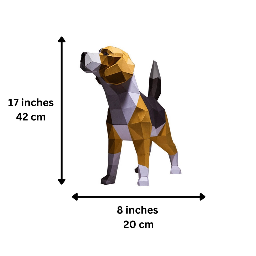 Beagle Dog Origami Model - 3D Paper Art - Brain Spice