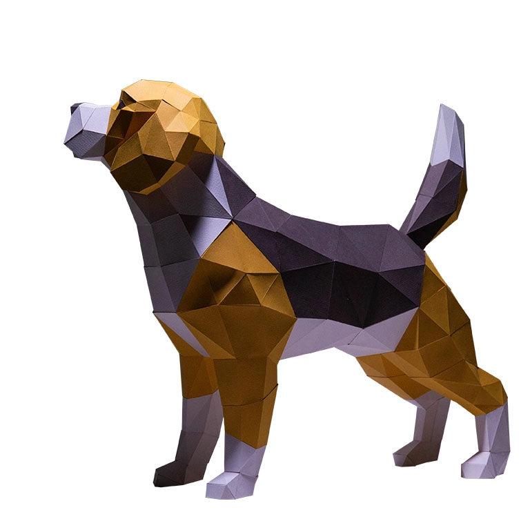 Beagle Dog Origami Model - 3D Paper Art - Brain Spice