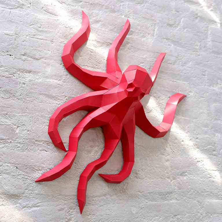 Octopus Origami Wall Art - 3D Paper Art - Brain Spice