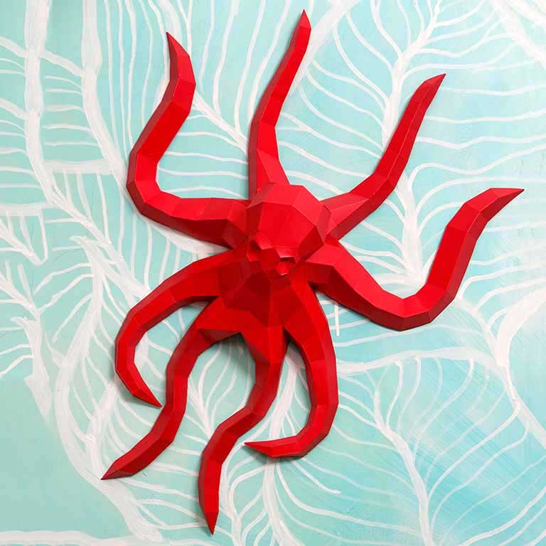 Octopus Origami Wall Art - 3D Paper Art - Brain Spice
