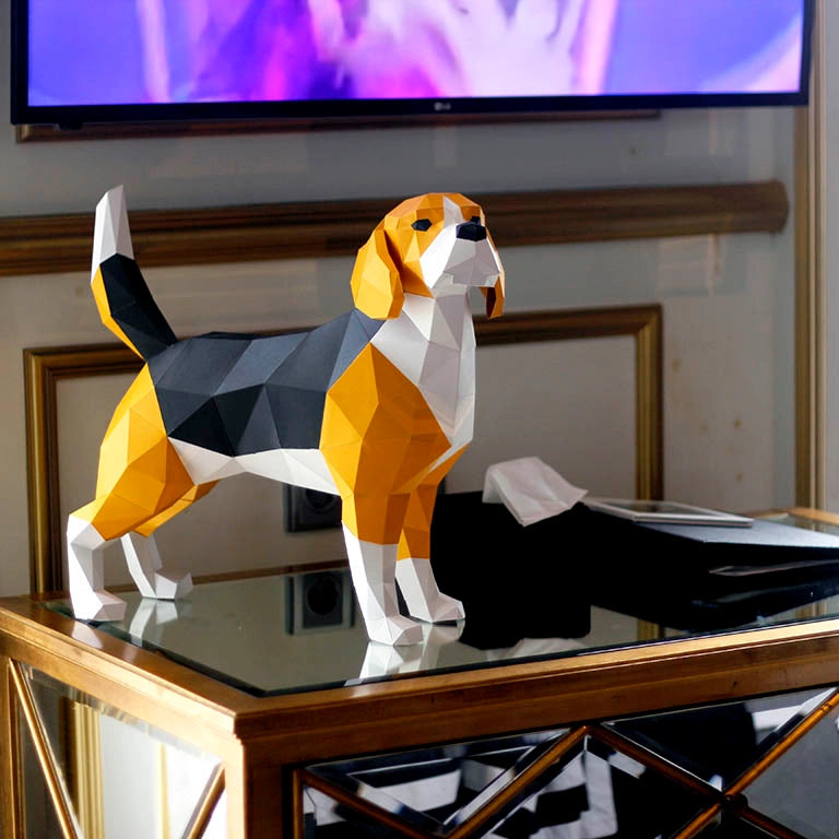 Beagle Dog Origami Model - 3D Paper Art - Brain Spice