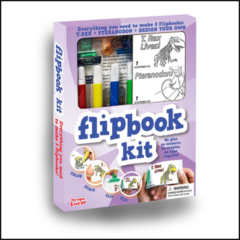 Dinosaurs T-Rex and Raptor - DIY Animation Flipbook Kit - Brain Spice