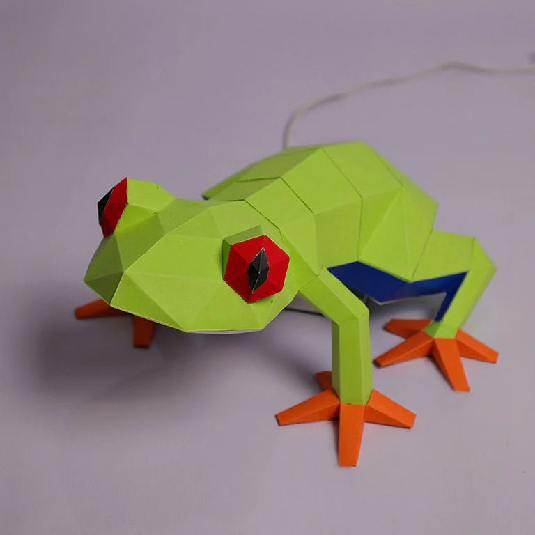 Papercraft world, origami models, 3D paper art, Brain Spice, frog