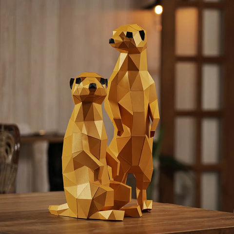 Meerkats Origami Model - 3D Paper Art - Brain Spice