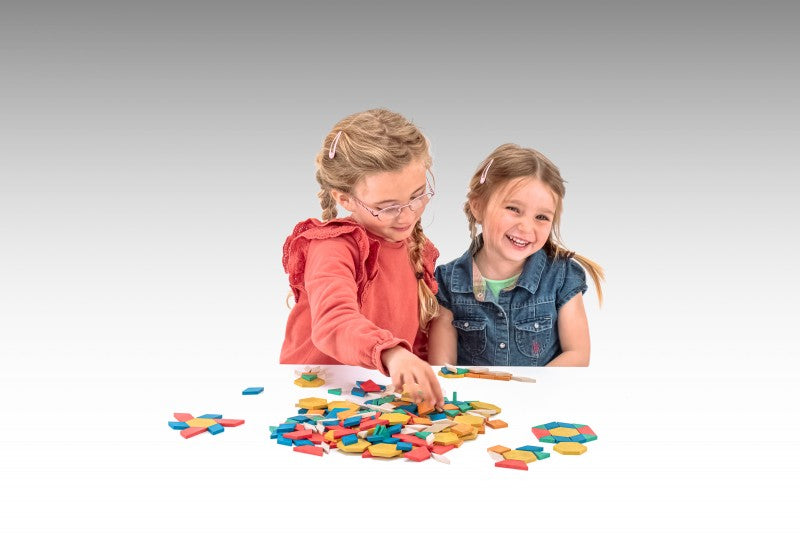 Pattern Blocks - RE-Wood - 250 pcs - Brain Spice