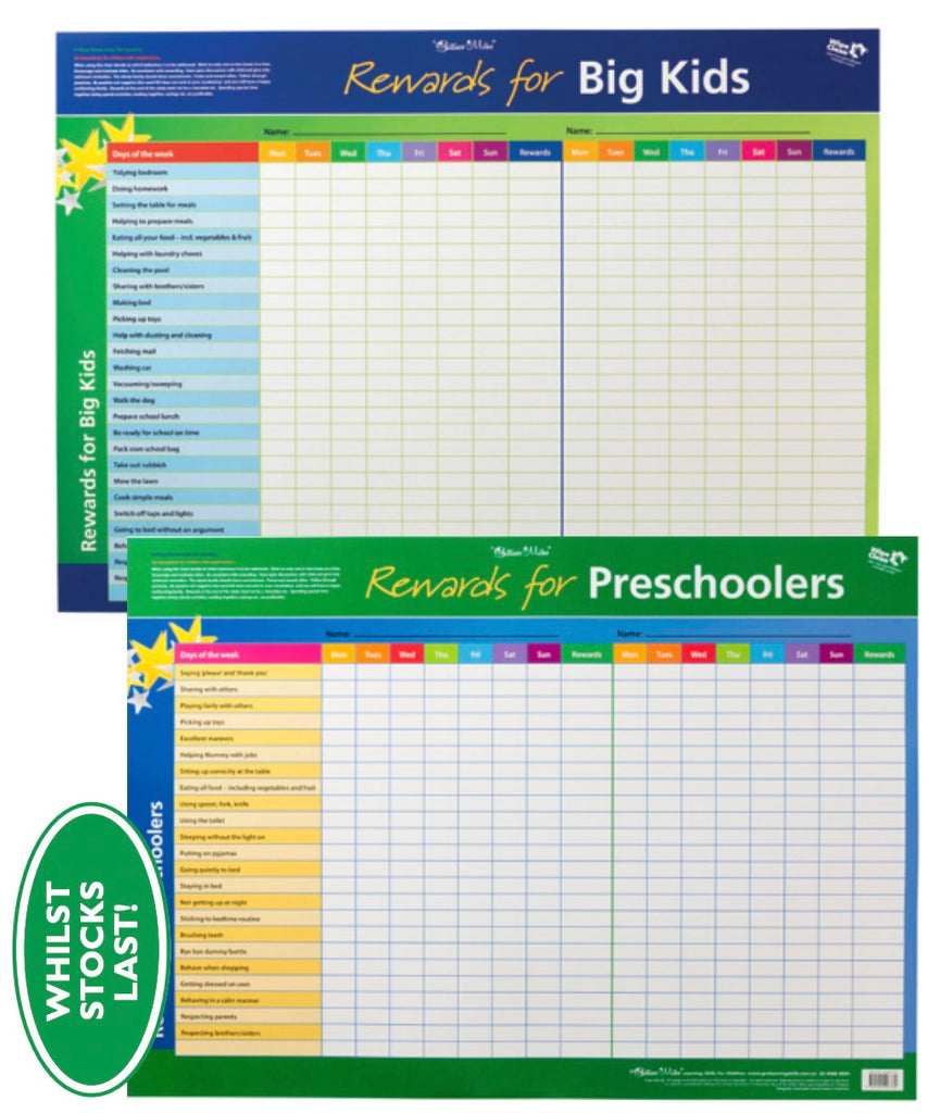 Classroom Rewards for Preschoolers - Big Kids Chart - Gillian Miles - Brain Spice