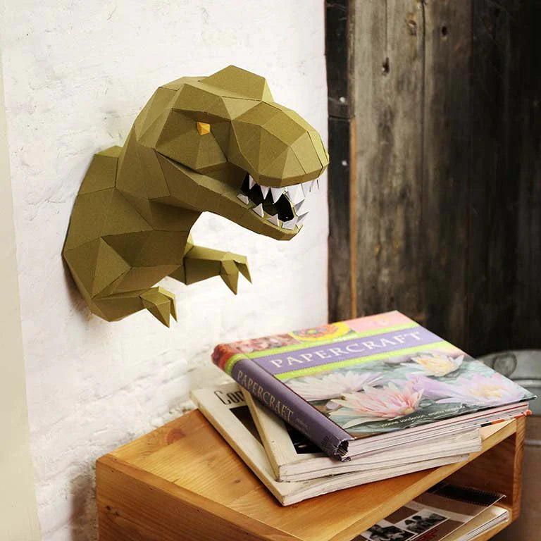 T-Rex Origami Wall Art - 3D Paper Art - Brain Spice