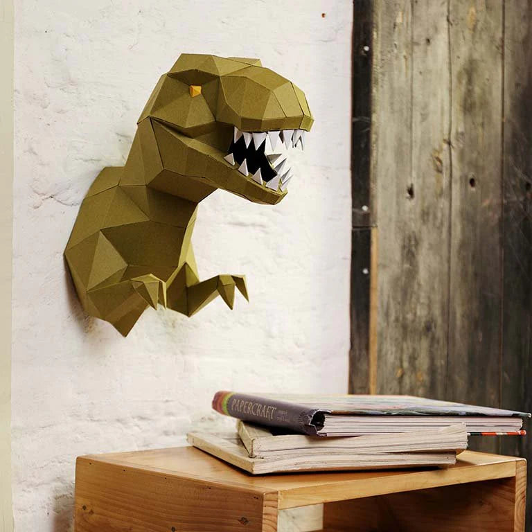 T-Rex Origami Wall Art - 3D Paper Art - Brain Spice