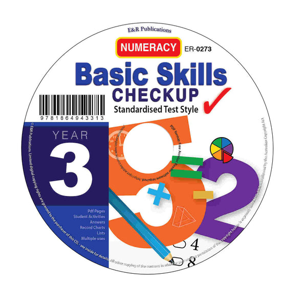 Year 3 Numeracy Basic Skills Checkup - Booklet and CD - Brain Spice