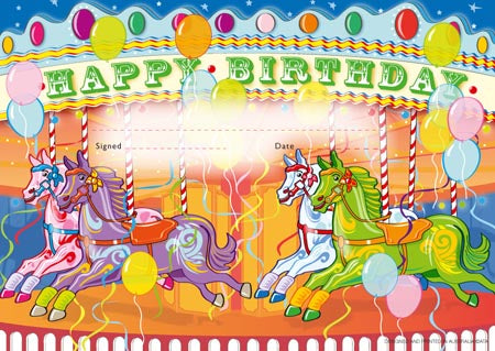 Merry-Go-Round Birthday - Certificates - Brain Spice