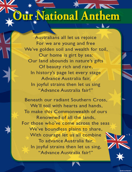 Australian National Anthem - Educational Chart - Brain Spice