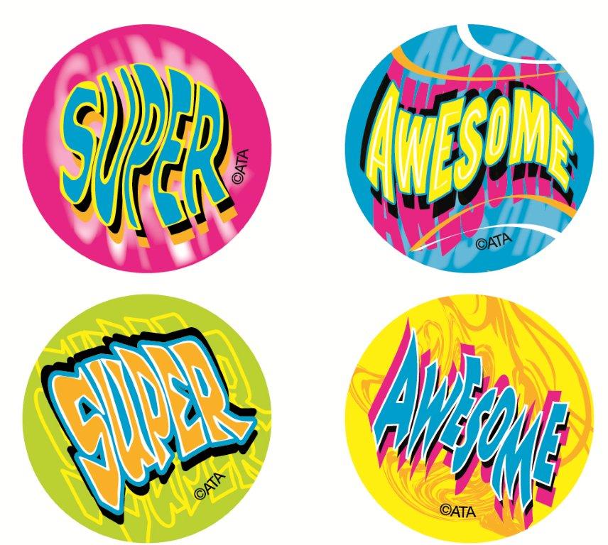 Super/ Awesome - Fluoro Stickers - Brain Spice