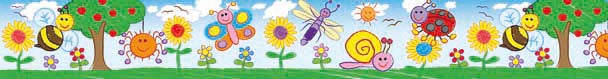 Kid Drawn Bugs and Flowers - Large Border - Brain Spice